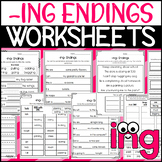 ING Endings Worksheets: Inflectional Endings Suffixes