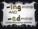 ING and ED endings centers work with worksheets, task card
