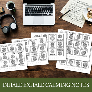 Preview of INHALE EXHALE POSITIVE AFFIRMATION CARDS, SEL CALMING NOTES, ANTI-ANXIETY TOOLS