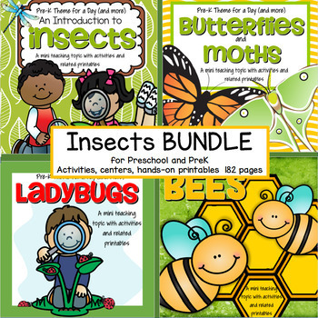 Preview of INSECTS BUNDLE Science Math Literacy Centers & Activities for Preschool & Pre-K