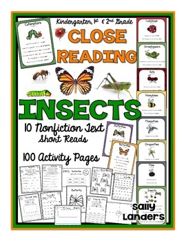 Preview of INSECTS Close Reading Pack - Kindergarten, 1st & 2nd Grade