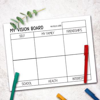 Preview of INSTANT DOWNLOAD VISION BOARD, GOAL SETTING PRINTABLE, INTENTION BOARD TEMPLATE