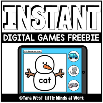 Preview of INSTANT Digital Snowman Reveal and Cover CVC Games | SEESAW & GOOGLE SLIDES |