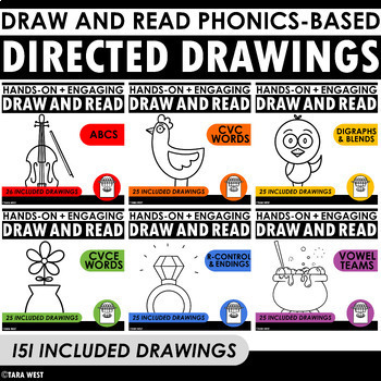 Preview of INSTANT Draw and Read - 151 PHONICS-BASED Directed Drawings - THE BUNDLE
