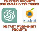 INSTANT WORKSHEET CHAT GPT PROMPTS - Make Instant Worksheets!