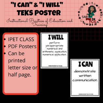 Preview of INSTRUCTIONAL PRACTICES OF EDUCATION & TRAINING (IPET) TEKS POSTERS