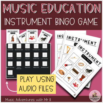Preview of AUDIO INSTRUMENT BINGO! Game with Musical Sounds and Flashcards