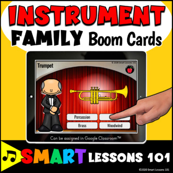 Preview of INSTRUMENT FAMILY BOOM CARDS™ Musical Instrument Game Music Activity Google™