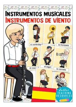 Preview of INSTRUMENTOS de viento flash cards - SPANISH / Español - music / instruments