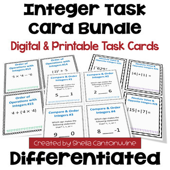 Preview of Integer Task Card Bundle - Differentiated