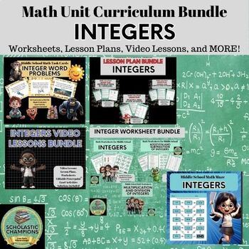 Preview of INTEGERS UNIT CURRICULUM BUNDLE-Middle School Math for 5th 6th Grade Students