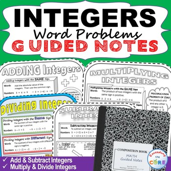 Preview of INTEGERS Doodle Math - Interactive Notebooks (Guided Notes)