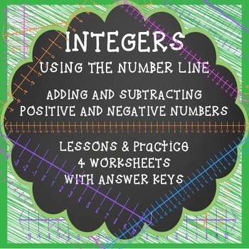 Preview of INTEGERS LESSON, RULES, NOTES AND WORKSHEETS- USING NUMBER LINE