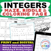 INTEGERS Maze, Riddle & Color by Number Coloring Page | Pr