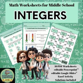 Preview of INTEGERS - Middle School Math Worksheets