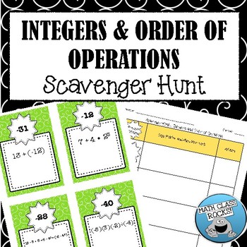 Preview of INTEGERS & ORDER OF OPERATIONS  SCAVENGER HUNT