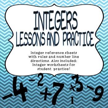 Preview of INTEGERS RULES, NUMBER LINE, NOTES AND PRACTICE PROBLEMS WORKSHEETS