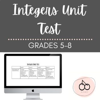 Preview of INTEGERS UNIT TEST
