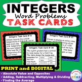 INTEGERS Word Problems Task Cards 40 Cards | GOOGLE | Dist