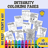 INTEGRITY COLORING PAGES - About Doing the Right Thing & H
