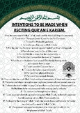 INTENTIONS TO BE MADE WHEN RECITING QUR’AN E KAREEM  - POSTER A4