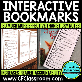 Preview of Reading Log for Homework | Annotating Texts| INTERACTIVE BOOKMARKS | EDITABLE