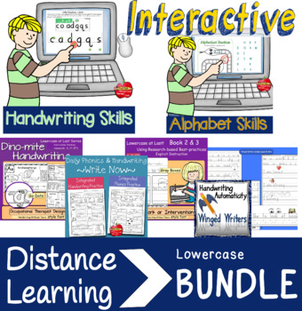 Preview of INTERACTIVE Lowercase Handwriting  Distance Learning, Teletherapy Bundle