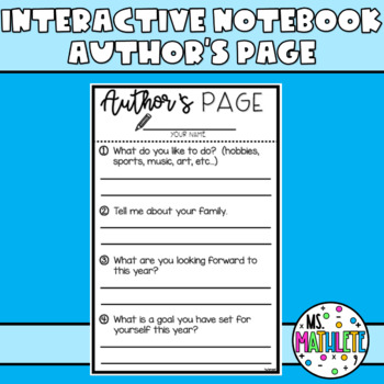 Preview of INTERACTIVE NOTEBOOK AUTHOR'S PAGE