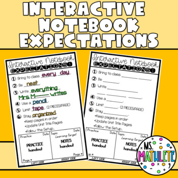 Preview of INTERACTIVE NOTEBOOK EXPECTATIONS