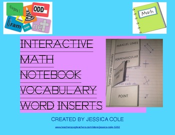 Preview of INTERACTIVE NOTEBOOK MATH VOCABULARY INSERTS