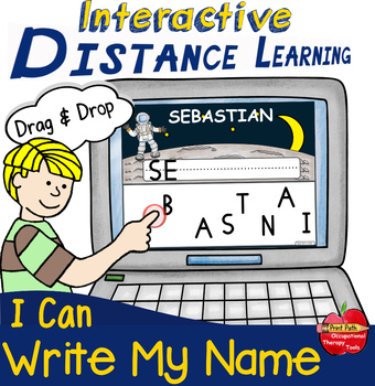 Preview of INTERACTIVE Name Writing Activities for Distance Learning & Teletherapy-Editable