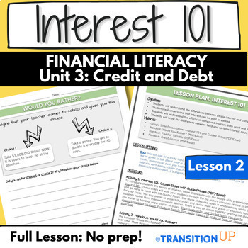 Preview of INTEREST 101: Financial Literacy- Transition- Worksheets- Activities- No Prep