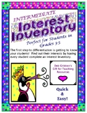 INTEREST INVENTORY for Elementary - Intermediate Students (3-5)