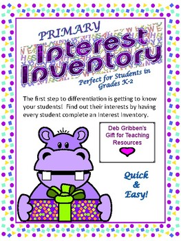 Preview of INTEREST INVENTORY for Elementary - Primary Students (K-2)