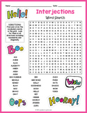 INTERJECTIONS Word Search Puzzle Worksheet Activity