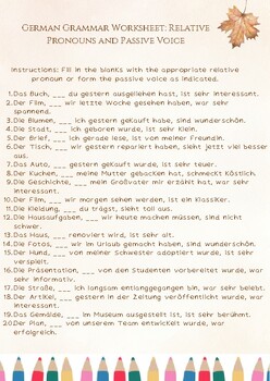 Preview of INTERMEDIATE GERMAN WORKSHEET_RELATIVE PRONOUNS AND PASSIVE VOICE