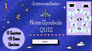 Preview of INTERMEDIATE-Note Symbols Quiz Game- 30 Questions- Engaging- No Prep