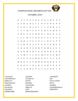 Preview of INTERNATIONAL ARCHAEOLOGY DAY-OCTOBER 15th- WORD SEARCH