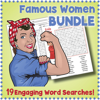 Preview of WOMEN'S HISTORY MONTH BUNDLE - 19 Famous Women Word Search Worksheets