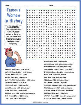 Preview of INTERNATIONAL WOMEN'S DAY & HISTORY MONTH Word Search Worksheet Activity