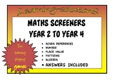 INTERVENTION MATHS SCREENERS ACARA Gr.2-4 Place Value/Numb