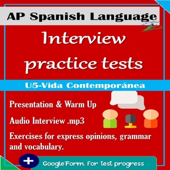 Preview of INTERVIEW PRACTICE TEST UNIT 5 AP SPANISH LANGUAGE TEST | MULT CHOICE PART B
