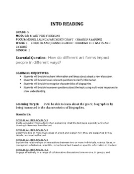 Preview of INTO READING GRADE 5    MODULE 6   WEEK 1    LESSON 1       ART FOR EVERYONE