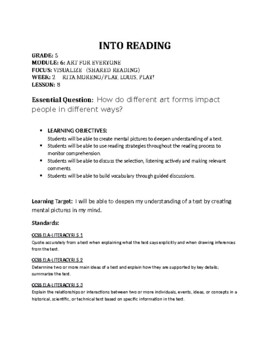 Preview of INTO READING GRADE 5 MODULE 6 WEEK 2 LESSON 8  Art for Everyone