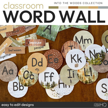 Preview of Woodland Forest Classroom Decor Theme Word Wall Pack | INTO THE WOODS