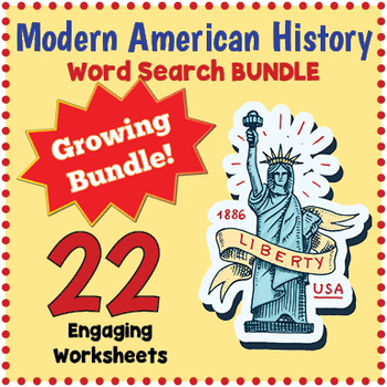 Preview of (3rd 4th 5th 6th Grade) MODERN US HISTORY Word Search Worksheet Mega Bundle