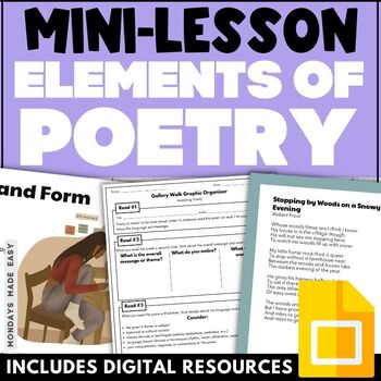 Preview of Elements of Poetry Anchor Chart and Introduction to Poetry Slideshow Lesson