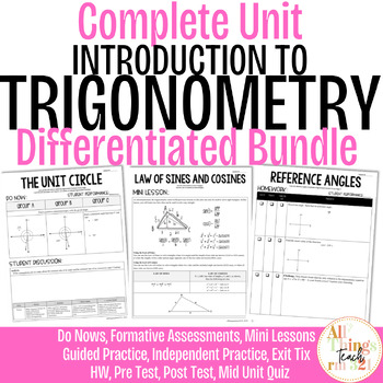 Preview of Introduction to Trigonometry: No Prep UNIT + Differentiated + Ans Keys (ALG 2)