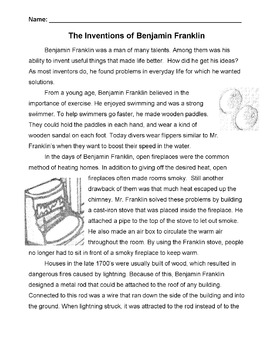 Biography INVENTIONS OF BEN FRANKLIN Info 4 Cause-Effect Reading