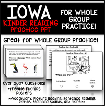 Preview of IOWA Reading Practice for Kindergarten (WHOLE Group) PPT & GOOGLE SLIDES